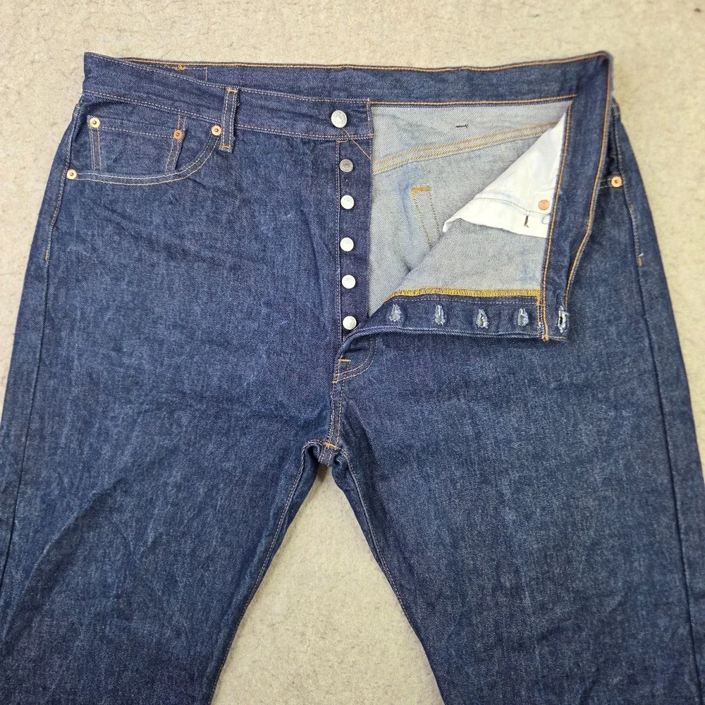 Levi's 501 Regular Straight Fit Button Fly Jeans Mens 42x30 Dark Wash
